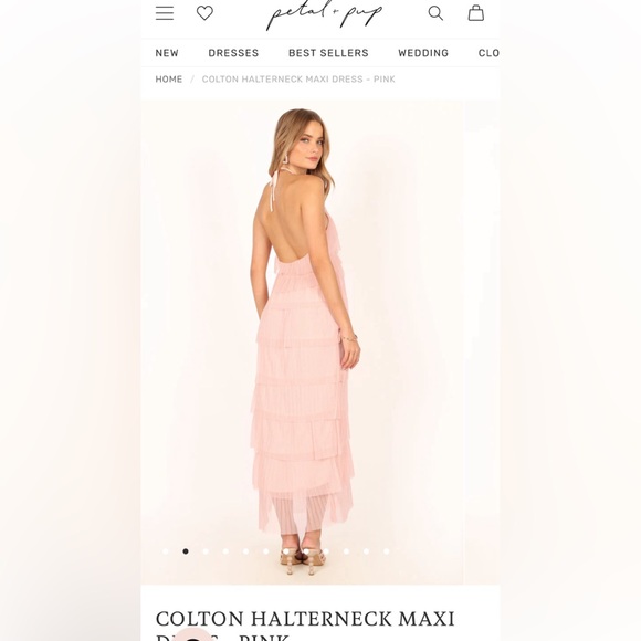 Petal + Pup • PINK HALTERNECK MAXI DRESS - Ruffle Tulle - Picture 2 of 5
